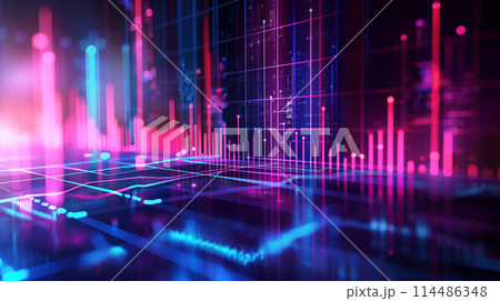 数値データや投資の3Dグラフ背景イメージ 3d image of stock data graph 114486348