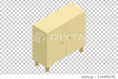 インテリア:脚付きキャビネット、アイソメトリックイラスト インテリア:脚付きキャビネット、アイソメトリックイラスト 114486370