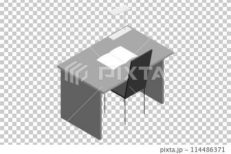 Interior: study desk, work desk, isometric illustration Interior: study desk, work desk, isometric illustration 114486371
