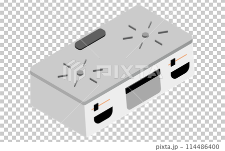 家電:二口のガスコンロ、アイソメトリックイラスト 家電:二口のガスコンロ、アイソメトリックイラスト 114486400