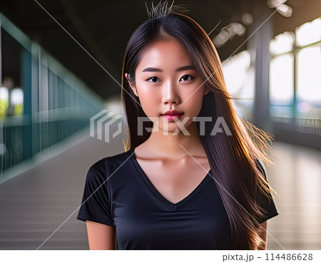 若い女性のポートレート 114486628