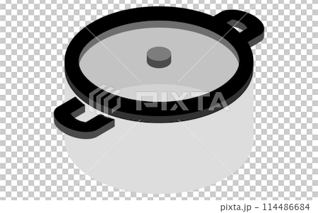 調理器具：ふたつき鍋、アイソメトリックイラスト 114486684