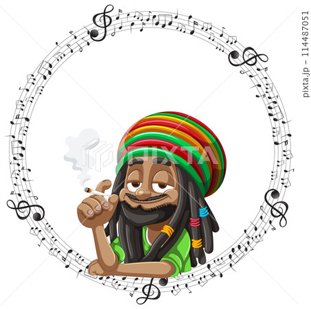 Reggae Musician in Musical Note Frame Reggae Musician in Musical Note Frame 114487051