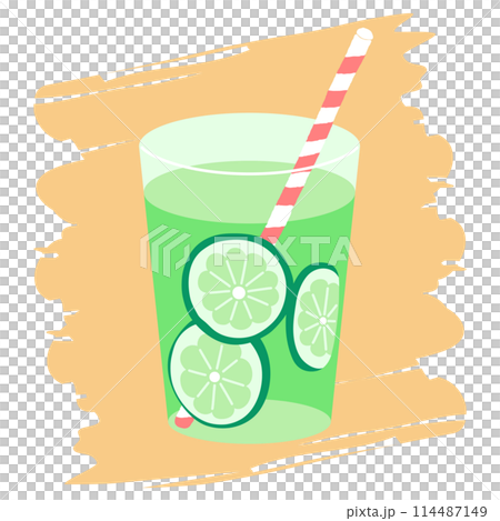 果汁與水果片的彩色插圖 114487149