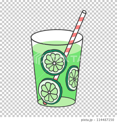 Color illustration of juice with fruit slices Color illustration of juice with fruit slices 114487150