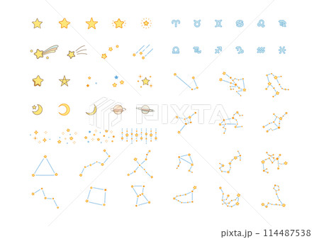 ふんわりかわいい星や星座のあしらいセット・パステルカラー 114487538