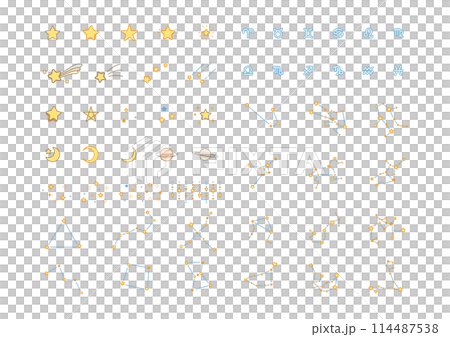 柔和可愛的星星和星座,色彩柔和 柔和可愛的星星和星座,色彩柔和 114487538