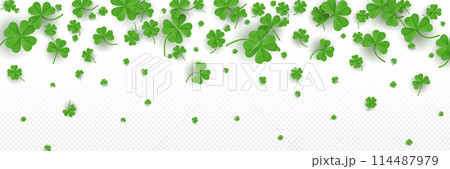 3d realistic clover background with four leaf 3d realistic clover background with four leaf 114487979