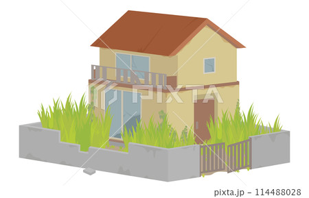 老朽化して荒れた空き家のイラスト 老朽化して荒れた空き家のイラスト 114488028