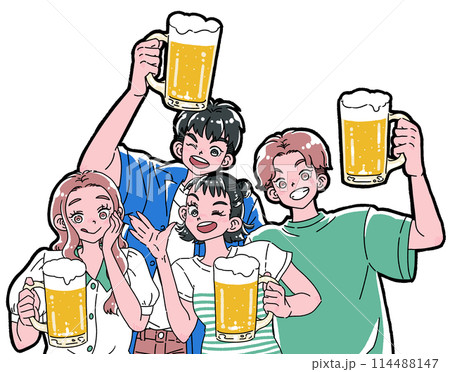 ビールで乾杯する人々 ビールで乾杯する人々 114488147