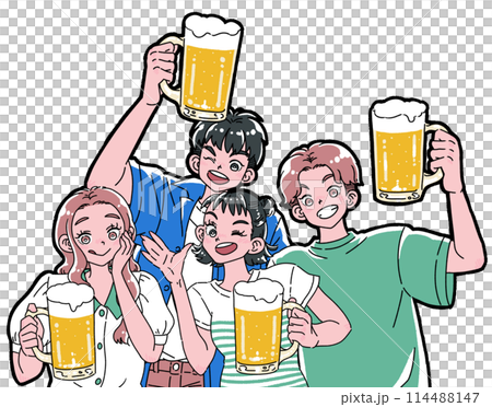 ビールで乾杯する人々 ビールで乾杯する人々 114488147