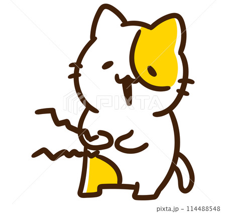 空腹でお腹が鳴っちゃうかわいいねこのキャラクターのコミカルなイラスト 空腹でお腹が鳴っちゃうかわいいねこのキャラクターのコミカルなイラスト 114488548