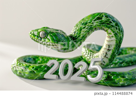 2025年の干支の蛇と2025年の文字（正月・新年・元旦・年賀はがき