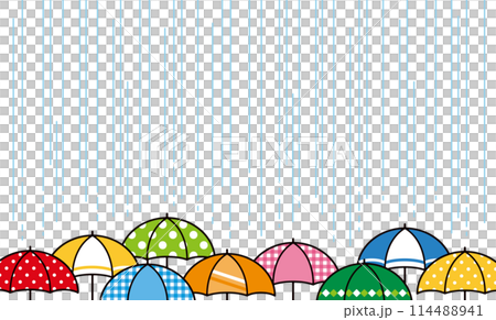 彩色雨傘和雨天等高線的背景圖 114488941