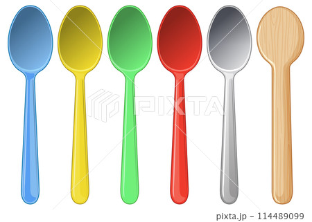 Colorful Collection of Kitchen Spoons 114489099