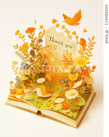 メッセージカード、ポップアップカード、感謝のイラスト素材