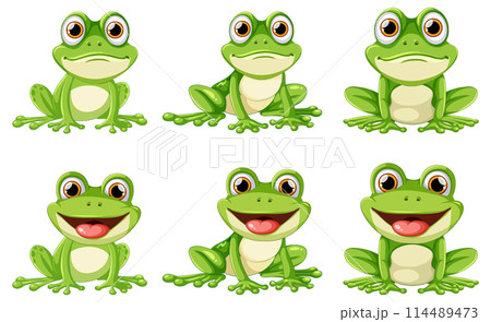 Variety of Happy Cartoon Frogsのイラスト素材 [114489473] - PIXTA