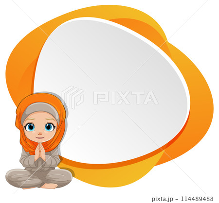 Cute Cartoon Girl with Speech Bubble Cute Cartoon Girl with Speech Bubble 114489488