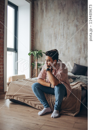 Young gay couple in quarrel at home. LGBT concept Young gay couple in quarrel at home. LGBT concept 114489673
