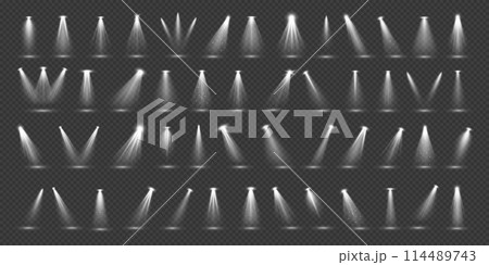 White stage backlight effects 3d realistic illustration set 114489743