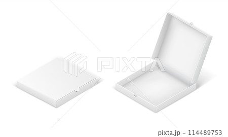 Pizza boxes of carton realistic vector illustration set 114489753