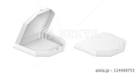 Pizza boxes with mockup design realistic illustration set 114489755