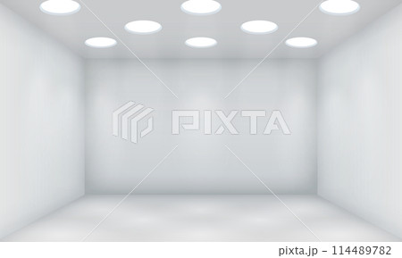 Store illuminated by led lamps realistic 3d illustration Store illuminated by led lamps realistic 3d illustration 114489782