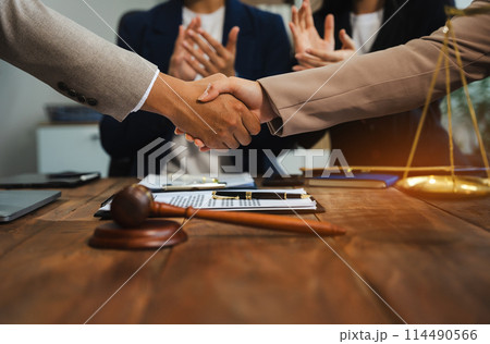 Successful Lawyer victory shaking hands thumbs to show success and motivation. Successful Lawyer victory shaking hands thumbs to show success and motivation. 114490566