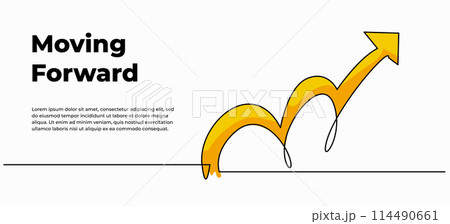 Continuous line design of arrow. One line decorative elements drawn on a white background. Continuous line design of arrow. One line decorative elements drawn on a white background. 114490661