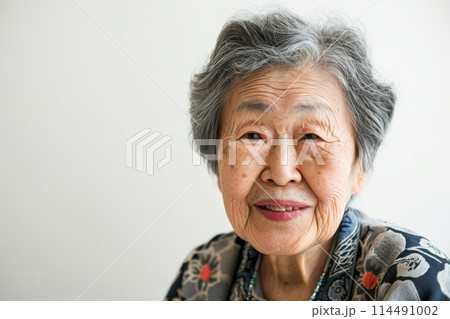 日本人のおばあさんのポートレート（シニア・高齢者・敬老の日・母の日） 114491002