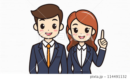 ビジネスマン ビジネスウーマン イメージ 白背景 ビジネスマン ビジネスウーマン イメージ 白背景 114491132