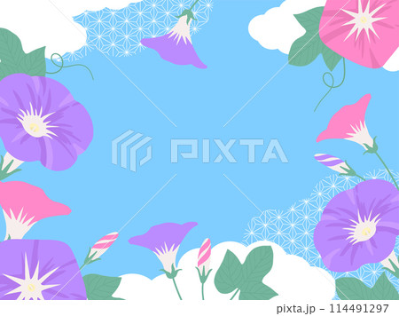 和風な朝顔の背景イラスト_8 114491297