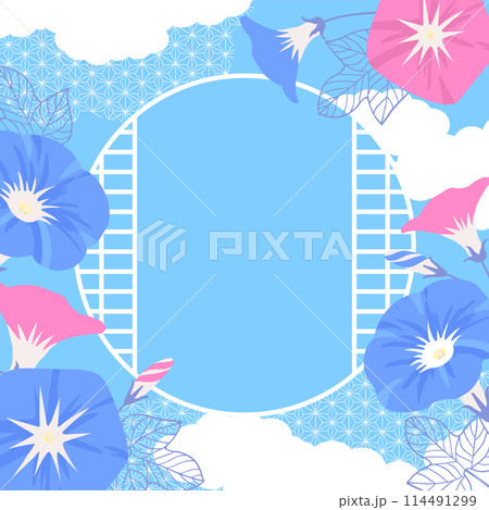 和風な朝顔の背景イラスト_10 和風な朝顔の背景イラスト_10 114491299