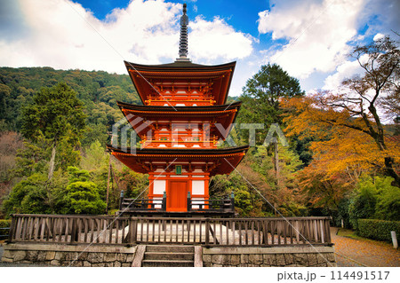 京都　晩秋の清水寺　子安塔 114491517