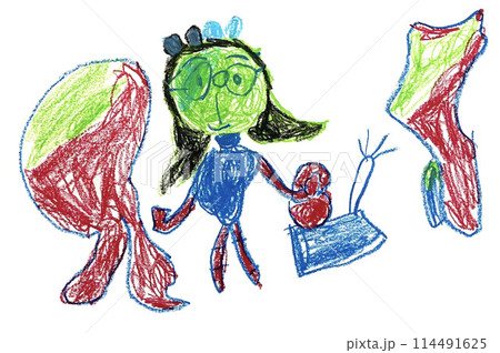 子供が描いた絵_お母さんのおつかい 114491625