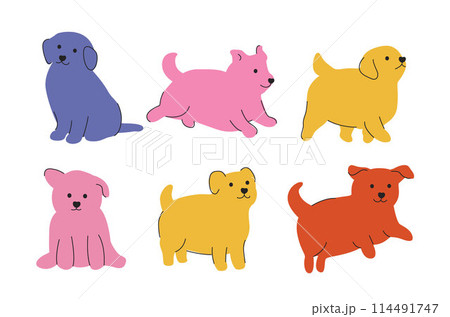 Cute dog simple vector, dog or puppy, funny pet animals Cute dog simple vector, dog or puppy, funny pet animals 114491747