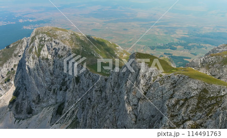 Aerial of mountains in park Durmitor, Montenegro 114491763