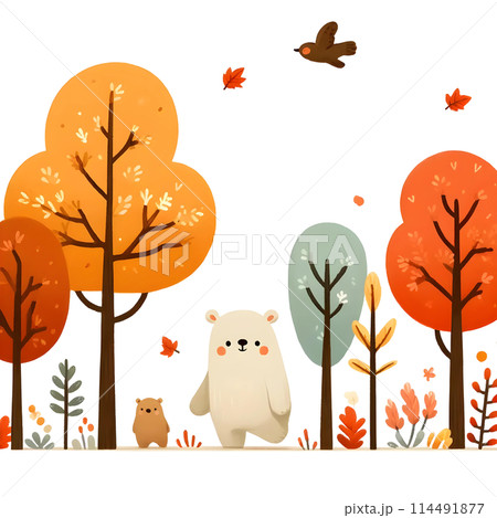 seamless pattern with autumn forest 114491877