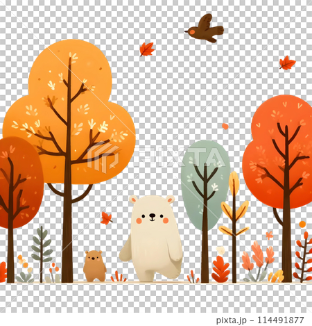 seamless pattern with autumn forest 114491877