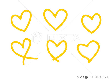 Hearts Shapes Icons stock illustration, Hand-drawn heart 114491974