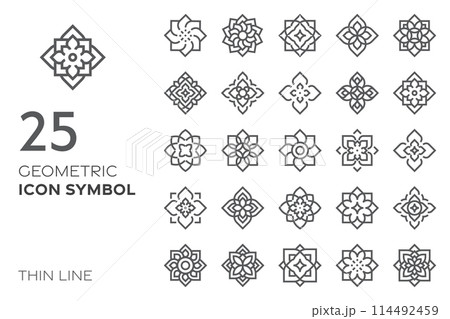 geometric icon symbol set for pattern, logo, decoration thin line illustration 114492459