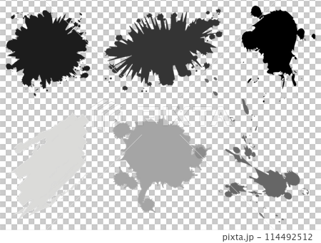 吹き出し 墨の飛沫のふきだし 模様のイラストセット アイコン素材 吹き出し 墨の飛沫のふきだし 模様のイラストセット アイコン素材 114492512
