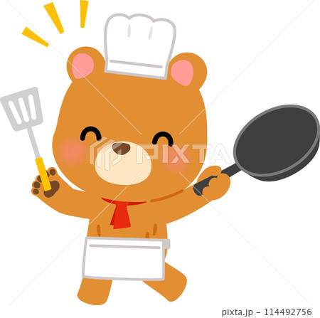 コック帽をかぶったクマのキャラクター 114492756