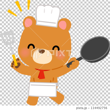 コック帽をかぶったクマのキャラクター 114492756