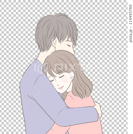 リラックスしながらハグをする若い夫婦 114493760