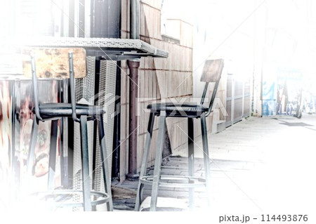 steel chairs on the street steel chairs on the street 114493876