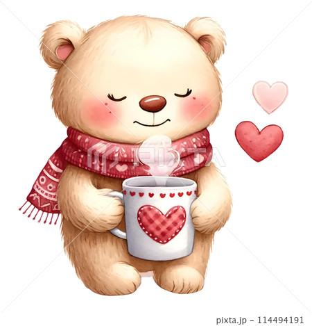 cute teddy bear with cup of coffee cute teddy bear with cup of coffee 114494191