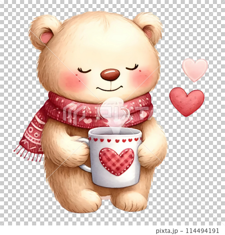 cute teddy bear with cup of coffee cute teddy bear with cup of coffee 114494191