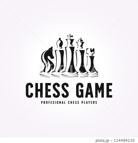vintage minimalist chess piece logo design. vector illustration of chess club icon vintage minimalist chess piece logo design. vector illustration of chess club icon 114494210