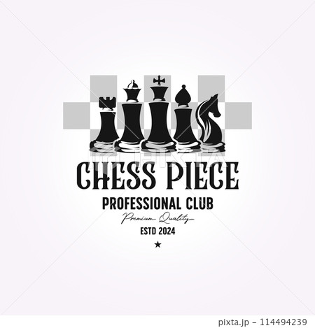 creative chess piece logo template design. vintage vector illustration castle bishop knight king queen creative chess piece logo template design. vintage vector illustration castle bishop knight king queen 114494239